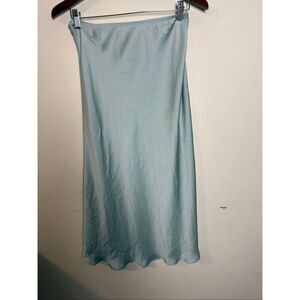 Mimu Maxi Slip Midi Skirt Mint Green Satin Dressy Small